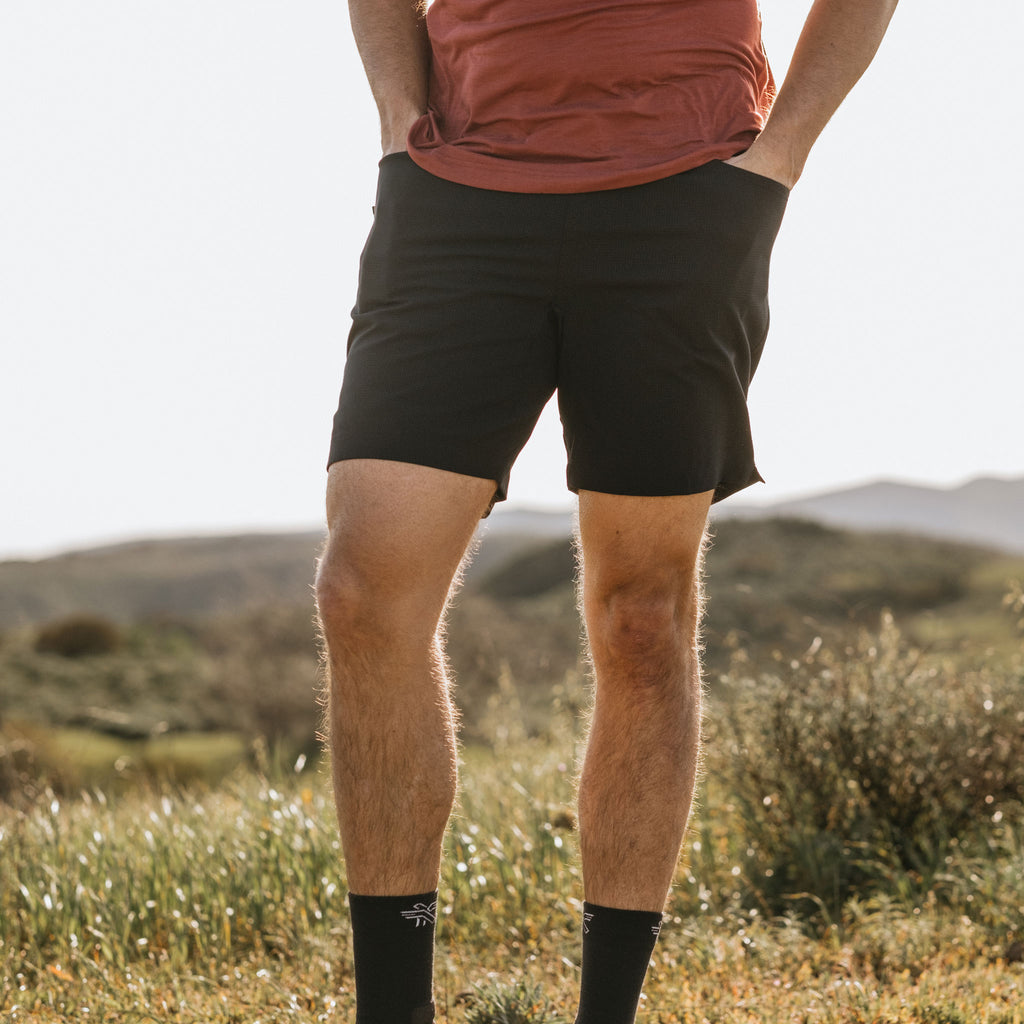 KETL Mtn Vent Lightweight Shorts 7" Inseam: Summer Hiking & Travel - Ultra-Breathable Airflow Stretch Black Men's Short/Bib Short Vent Lightweight Shorts 7"