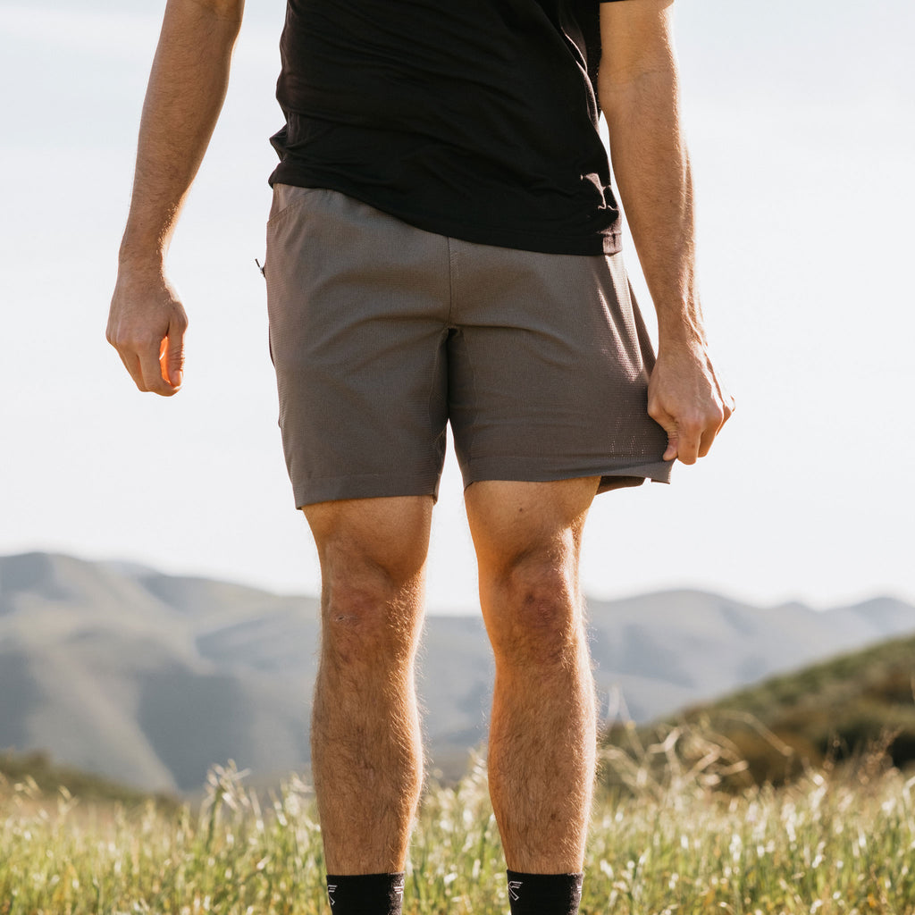 KETL Mtn Vent Lightweight Shorts 7" Inseam: Summer Hiking & Travel - Ultra-Breathable Airflow Stretch Grey Men's Short/Bib Short Vent Lightweight Shorts 7"