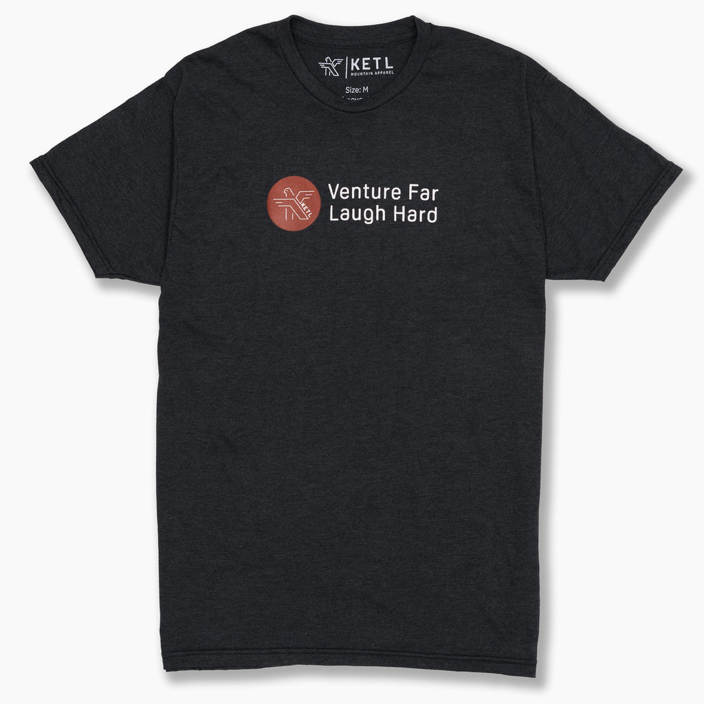 KETL Mtn Venture Far Laugh Hard Tri-Blend Tech Tee: Athletic Performance Shirt That's Magically Soft & Quick Dry - Black Men's T-Shirt For Fun's Sake Tech Tee