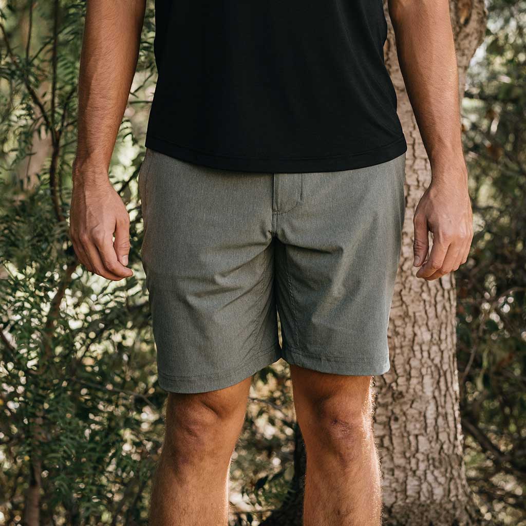 KETL Mtn Virtue Hybrid Shorts V3 9" Inseam: Swim, Hike, Travel, Lounge, Bike - Men's Hiking Chino Style Lightweight Green
