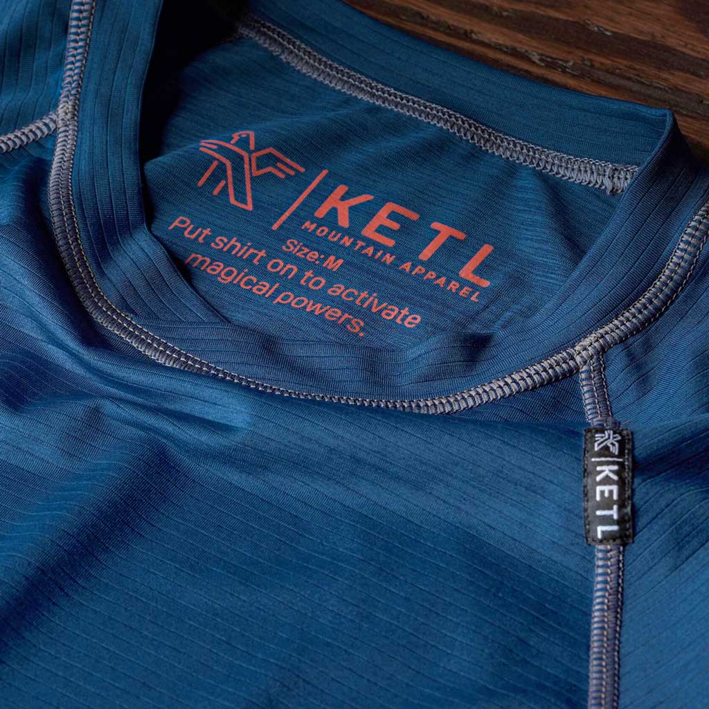 KETL Mtn Wayward Casual MTB Long Sleeve Jersey - Durable, Breathable, Zipper Pocket Men's Mountain Bike Shirt Blue Men's - Jersey - Wayward LS Jersey