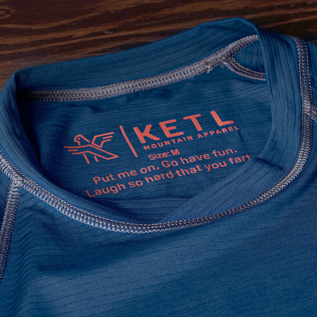 KETL Mtn Wayward Casual MTB Short Sleeve Jersey - Durable, Breathable, Zipper Pocket Men's Mountain Bike Shirt Blue Men's - Jersey - Wayward SS Jersey