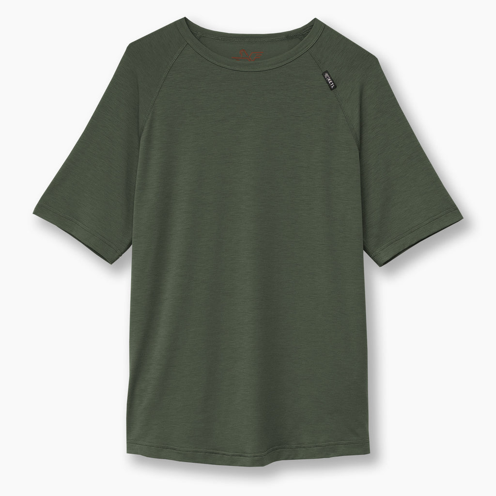 KETL Mtn Departed Featherweight Performance Travel Tee - Men's Athletic Lightweight Packable Short Sleeve Shirt Green T-Shirt Departed Featherweight Performance Tee (SS)