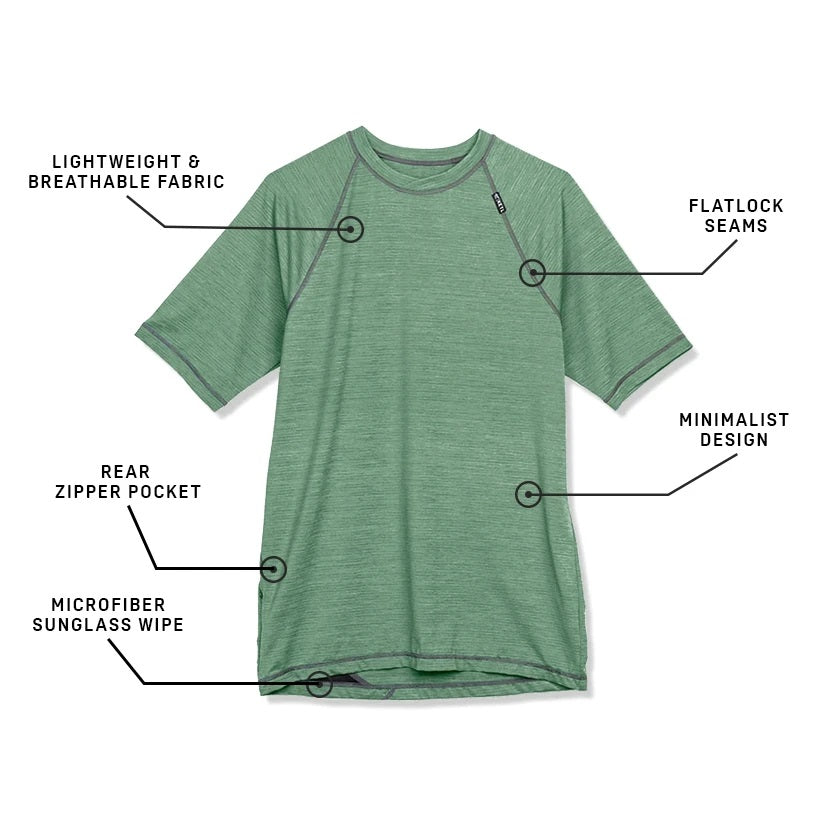 KETL Mtn Wayward Casual MTB Short Sleeve Jersey - Durable, Breathable, Zipper Pocket Men's Mountain Bike Shirt Grey Men's