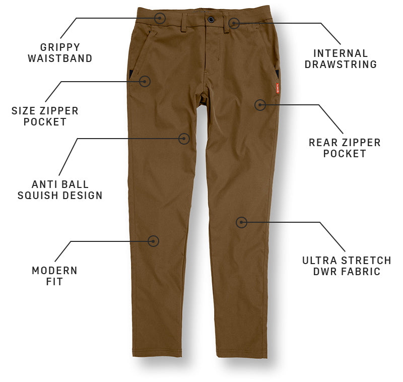 KETL Mtn Tomfoolery Travel Pants 32" Inseam: Stretchy, Packable, Casual Chino Style W/ Zipper Pockets - Black Men's