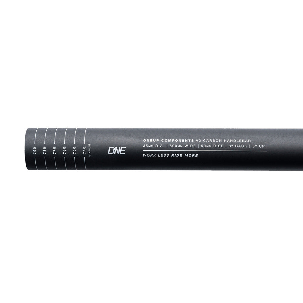OneUp Components V2 Carbon Handlebar 35 x 800mm, Black Flat/Riser ...