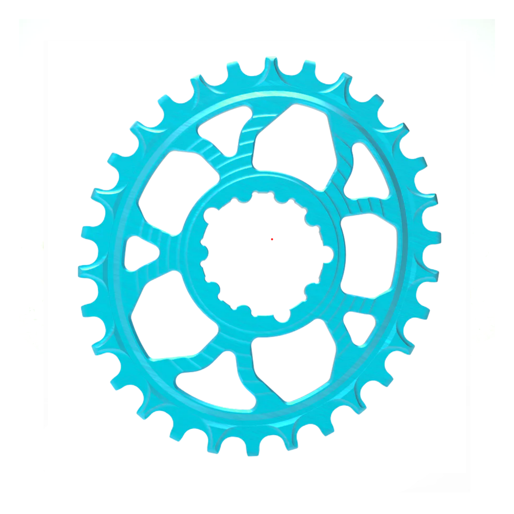 5Dev 7075 12% Oval Chainring Teal, SRAM 3 Bolt, 30 Tooth, 3mm Offset