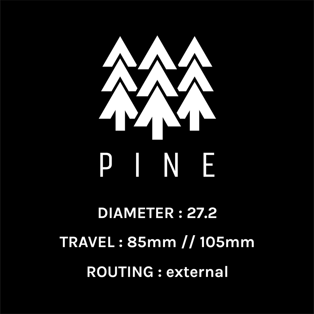 PNW Pine External Route Dropper Post, 90mm travel, 27.2mm No Lever MPN: PDP27290V3 UPC: 850005672913 Dropper Seatpost Pine Dropper Seatpost