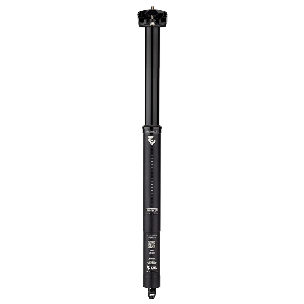 Wolf Tooth Resolve Dropper Seat Post 31.6mm, 200mm Travel MPN: RES-316-200 UPC: 810006806298 Dropper Seatpost Resolve Dropper Seatpost
