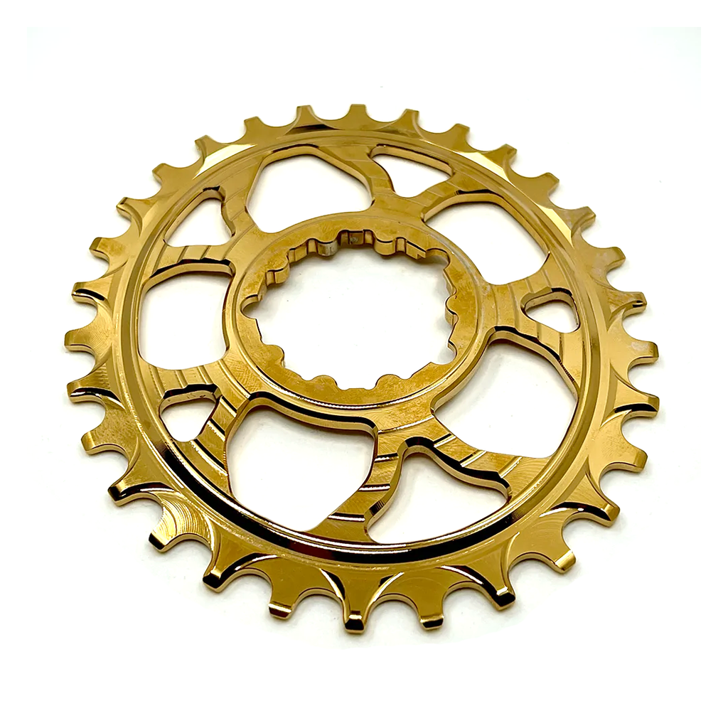 5Dev 7075 12% Oval Chainring Gold, SRAM 3 Bolt, 30 Tooth, 3mm Offset