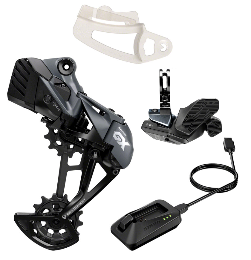 SRAM GX Eagle AXS Drivetrain Upgrade Kit w/ Upgraded Controller, Rear Derailleur, Rocker paddle Shifter, Battery, Charger & Chain Gap Tool MPN: 00.7918.104.000 UPC: 710845864353 Kit-In-A-Box Mtn Group GX Eagle AXS Upgrade Kit