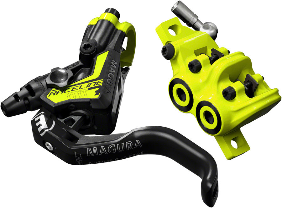 Magura MT7 Raceline Disc Brake and Lever - Front or Rear, Hydraulic, Post Mount, Black/Yellow