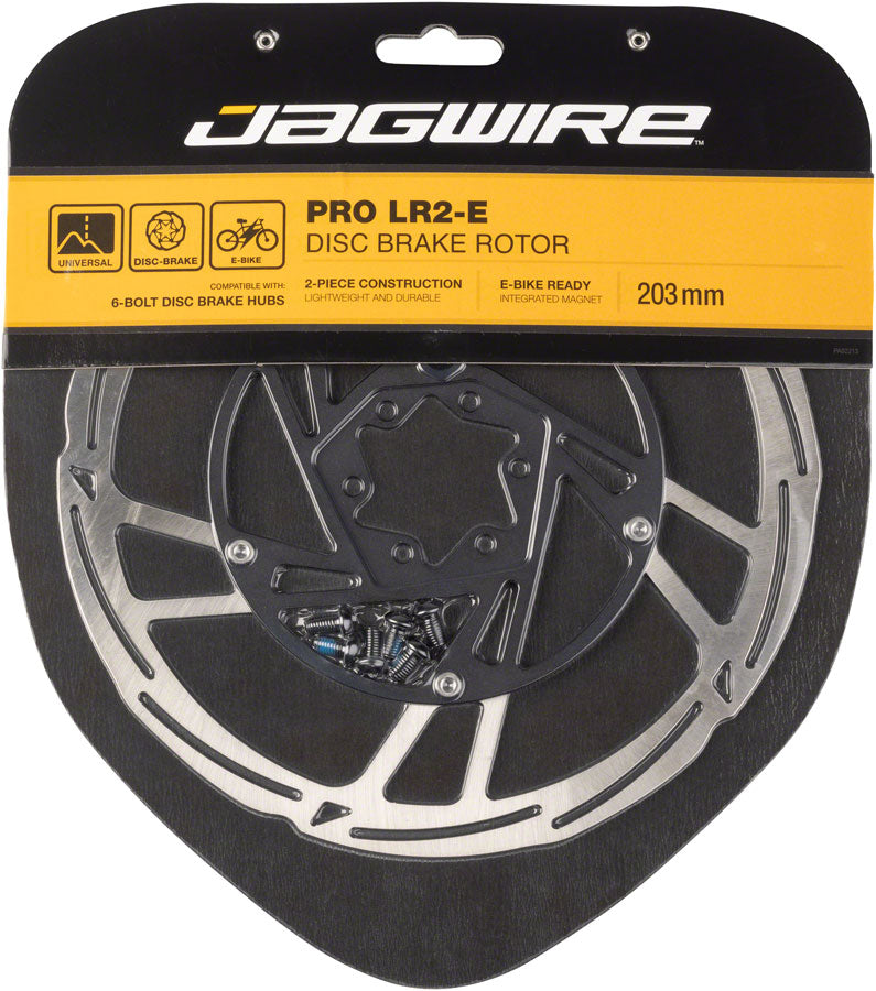Jagwire Pro LR2-E Ebike Disc Brake Rotor with Magnet - 203mm, 6-Bolt, Silver/Black