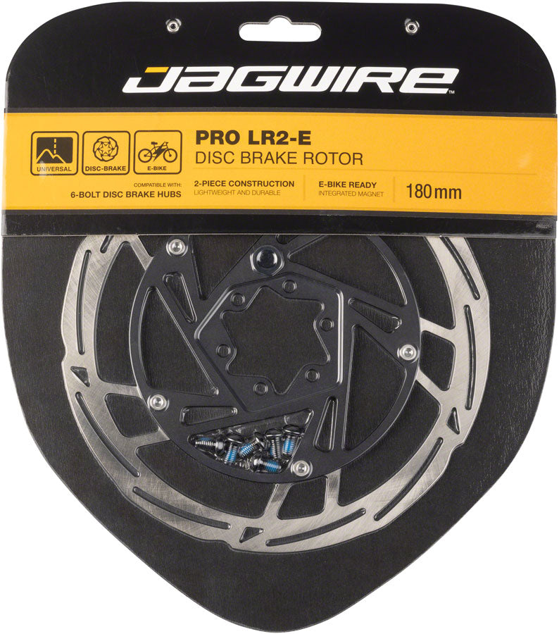 Jagwire Pro LR2-E Ebike Disc Brake Rotor with Magnet - 180mm, 6-Bolt, Silver/Black