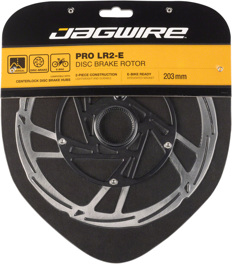 Jagwire Pro LR2-E Ebike Disc Brake Rotor with Magnet - 203mm, Center Lock, Silver/Black