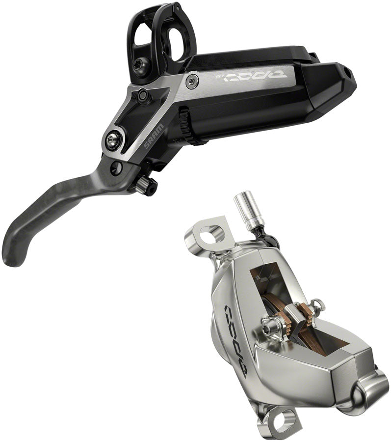SRAM Code Ultimate Stealth Disc Brake and Lever - Rear, Post Mount, 4-Piston, Carbon Lever, Titanium Hardware,