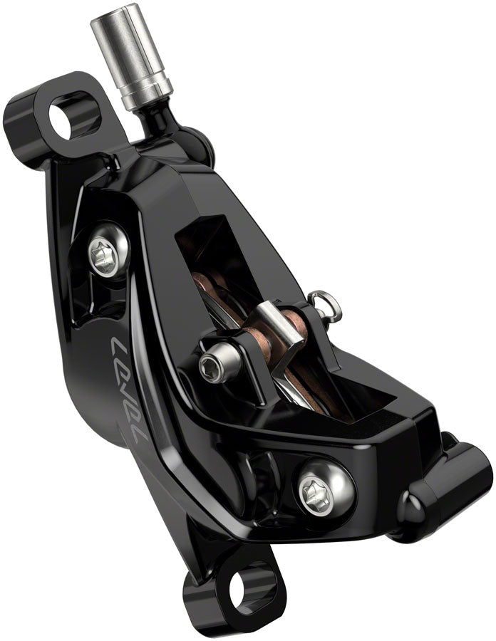 SRAM Level Silver Stealth Disc Brake and Lever - Rear, Post Mount, 4-Piston, Aluminum Lever, SS Hardware, Black, C1 - Disc Brake & Lever - Level Silver Stealth 4-Piston Disc Brake and Lever