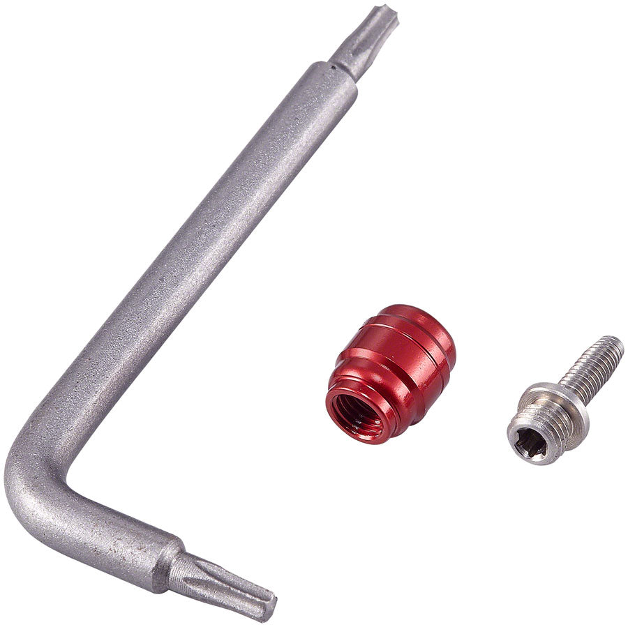 SRAM Bulk Hydraulic Brake Hose Fitting Kit with 50 Threaded Hose Barbs, 50 Red Compression Fittings, 1 T8 Torx Wrench