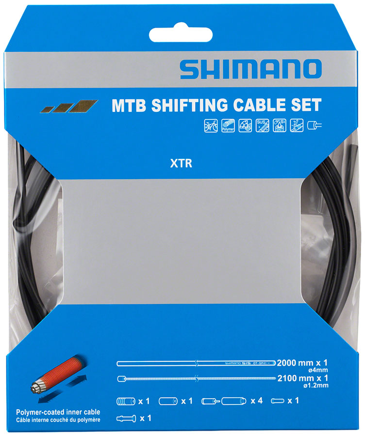 Shimano MTB Polymer Shift Cable Set - Rear - Derailleur Cable & Housing Set - XTR OT-SP41 Polymer Coated Derailleur Cable Sets