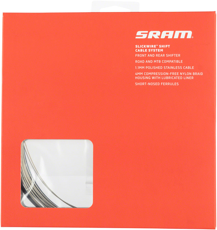 SRAM SlickWire Shift Cable and Housing Kit - Road/MTB, 4mm, Nylon Braided, Black MPN: 00.7118.007.001 UPC: 710845855283 Derailleur Cable & Housing Set Slickwire
