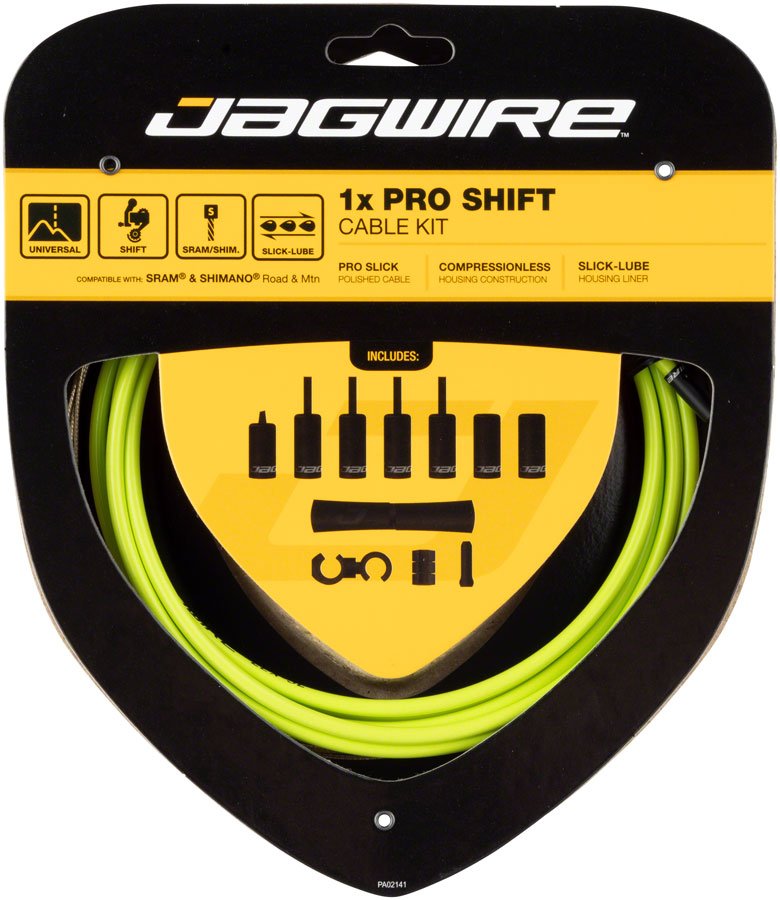 Jagwire 1x Pro Shift Kit Road/Mountain SRAM/Shimano, Organic Green MPN: PCK552 Derailleur Cable & Housing Set 1x Pro Shift Kit