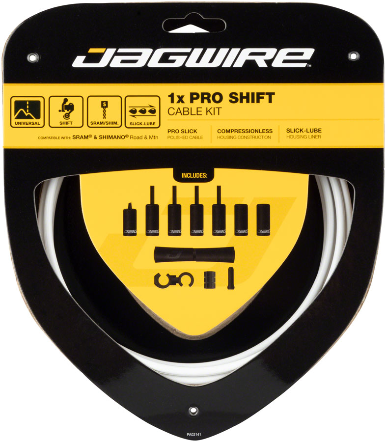 Jagwire 1x Pro Shift Kit Road/Mountain SRAM/Shimano, White MPN: PCK553 Derailleur Cable & Housing Set 1x Pro Shift Kit