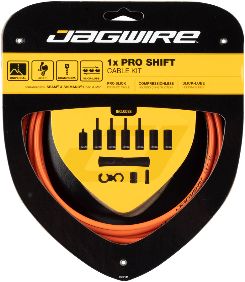 Jagwire 1x Pro Shift Kit Road/Mountain SRAM/Shimano, Orange MPN: PCK556 Derailleur Cable & Housing Set 1x Pro Shift Kit