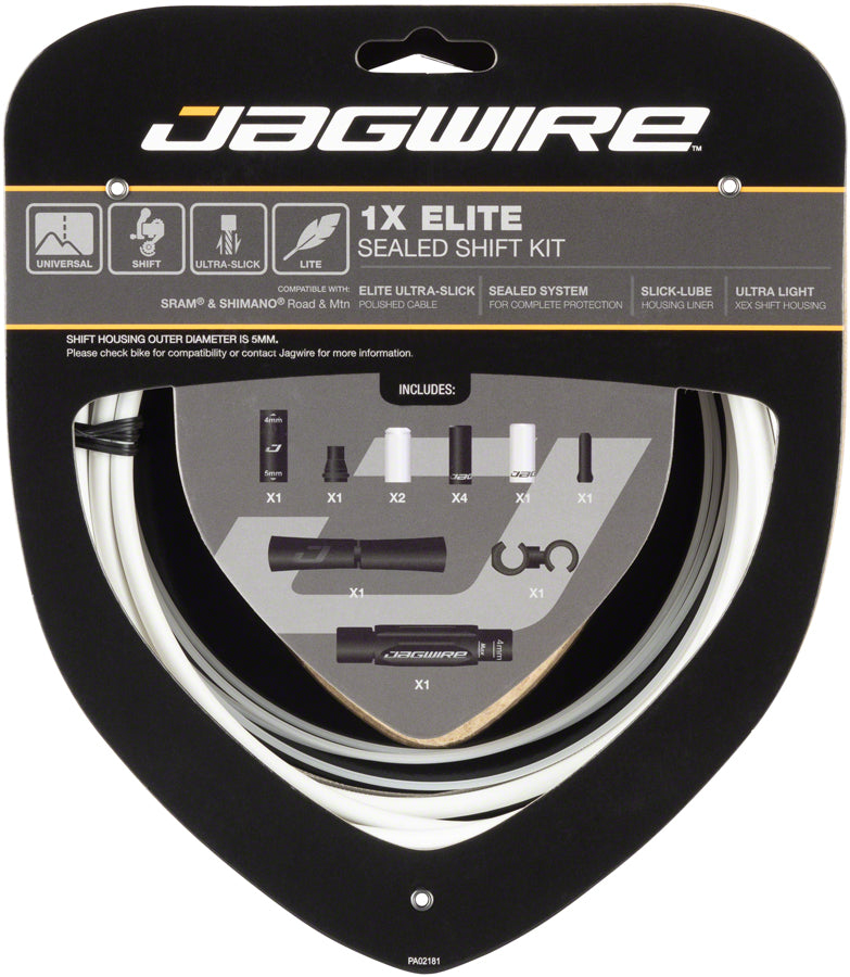 Jagwire 1x Elite Sealed Shift Cable Kit - SRAM/Shimano, Polished Ultra-Slick Cables, White MPN: SCK021 Derailleur Cable & Housing Set 1x Elite Sealed Shift Cable Kit