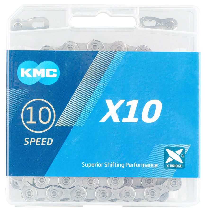 KMC X10 Chain - 10-Speed, 116 Links, Gray - Chains - X10 Chain