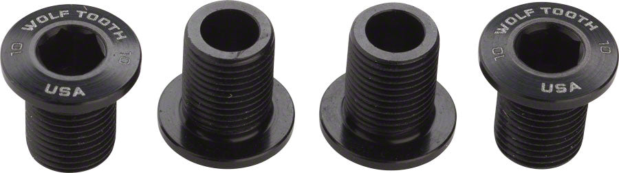 Wolf Tooth Set of Chainring Bolts for 104 x 30T Ring (10 mm long) 4-Pieces Black