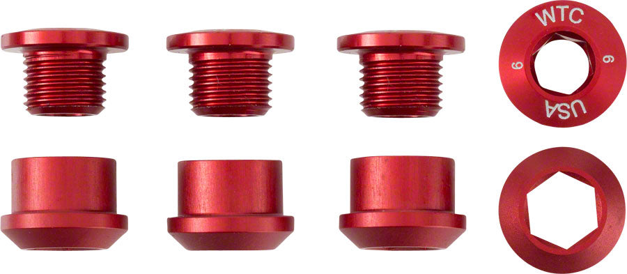 Wolf Tooth Components Set of 4 Chainring Bolts for 1x use Dual Hex Fittings, Red