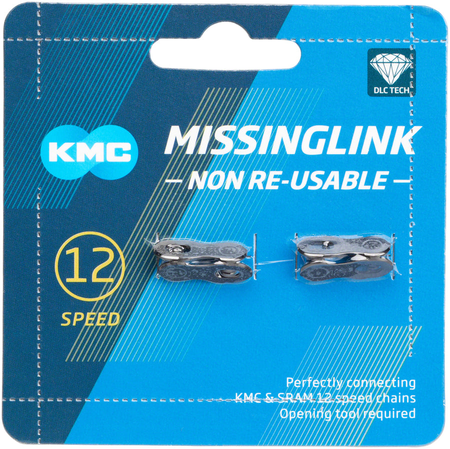 KMC MissingLink-12 DLC Connector - 12-Speed, Black, 2 Pairs/Card - Chain Link and Pin - Missing Link DLC