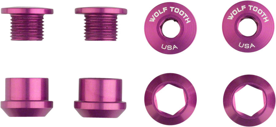 Wolf Tooth Components 1x 6mm Chainring Bolt: Purple, Set of 4, Dual Hex Fittings