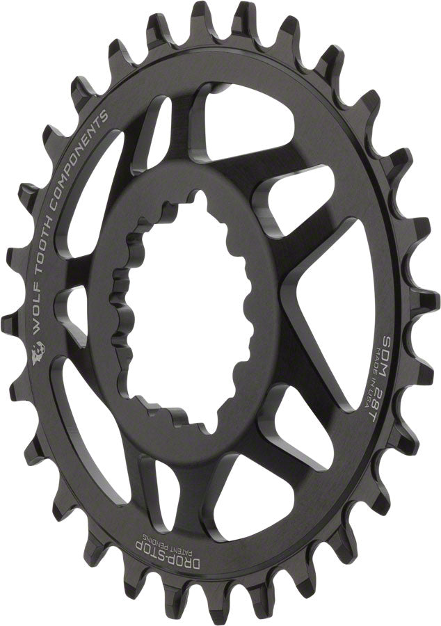 Wolf Tooth Elliptical Direct Mount Drop-Stop 28T Chainring For SRAM Cranks Black