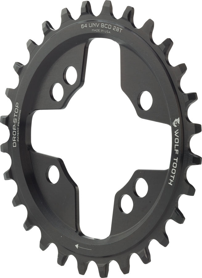 Wolf Tooth 64 BCD Chainring - 28t, 64 BCD, Universal Mount, Drop-Stop, Black MPN: 6428-UNVSL UPC: 812719025928 Chainring 64 BCD Chainrings
