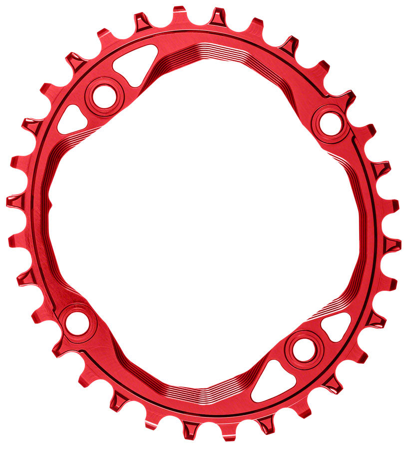 absoluteBLACK Oval 104 BCD Chainring - 32t, 104 BCD, 4-Bolt, Narrow-Wide, Red