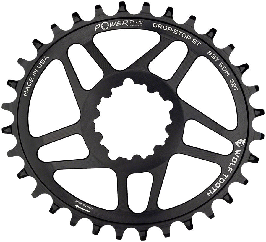 Wolf Tooth Elliptical Direct Mount Chainring - 32t, SRAM Direct Mount, For SRAM 3-Bolt Boost Cranks, Requires