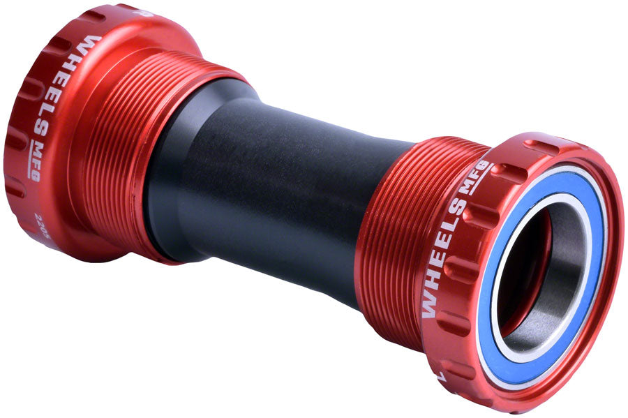 Wheels Manufacturing BSA Bottom Bracket - Shimano Hollowtech II Spindle, ABEC 3, Red