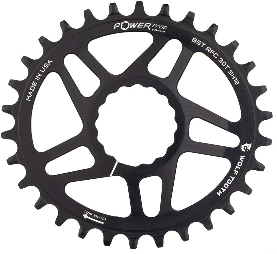 Wolf Tooth Elliptical Direct Mount Chainring - 30t, RaceFace CINCH Boost, Drop-Stop ST for Shimano 12 Speed HG+, Black - Direct Mount Chainrings - Elliptical RaceFace CINCH Hyperglide+ Direct Mount Mountain Chainrings