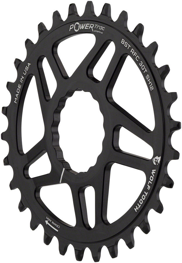 Wolf Tooth Elliptical Direct Mount Chainring - 32t, RaceFace CINCH Boost, Drop-Stop ST for Shimano 12 Speed HG+, Black MPN: OVAL-RFC32-BST-SH12 UPC: 810006800647 Direct Mount Chainrings Elliptical RaceFace CINCH Hyperglide+ Direct Mount Mountain Chainrings