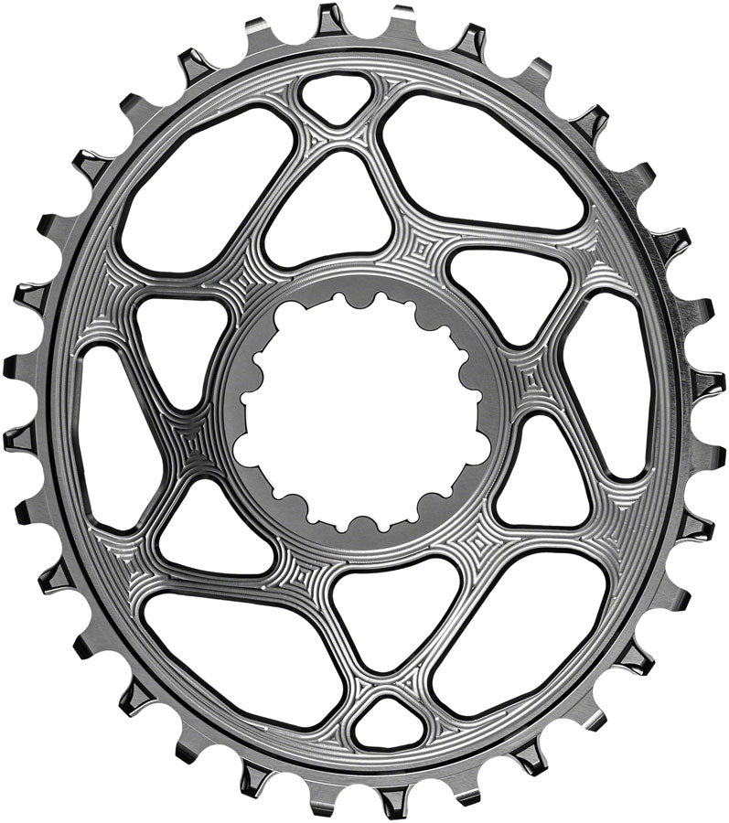 absoluteBLACK Oval Narrow-Wide Direct Mount Chainring - 32t, SRAM 3-Bolt Direct Mount, 3mm Offset, Titanium MPN: SROVBOOST32TI Direct Mount Chainrings Oval Direct Mount Chainring for SRAM 3-Bolt Cranks