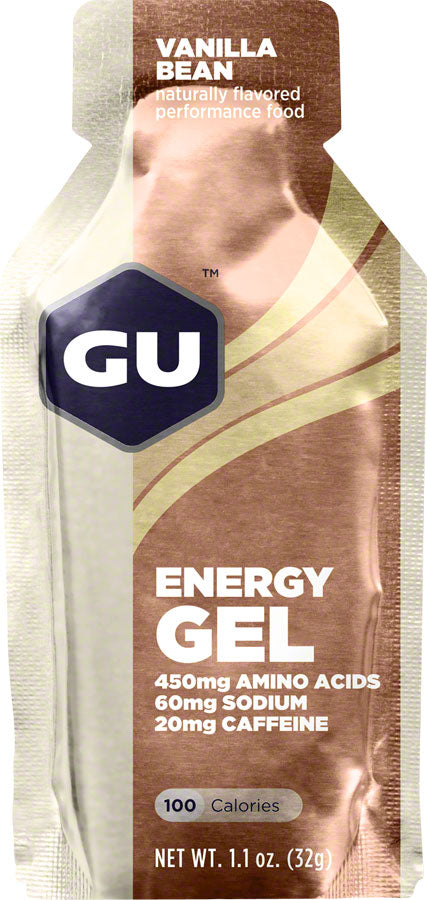 GU Energy Gel - Vanilla Bean, Box of 24 - Gel - Energy Gel