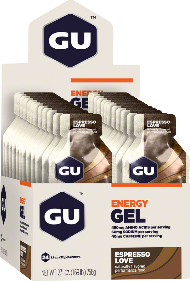 GU Energy Gel - Espresso Love, Box of 24 MPN: 123050 UPC: 769493200082 Gel Energy Gel