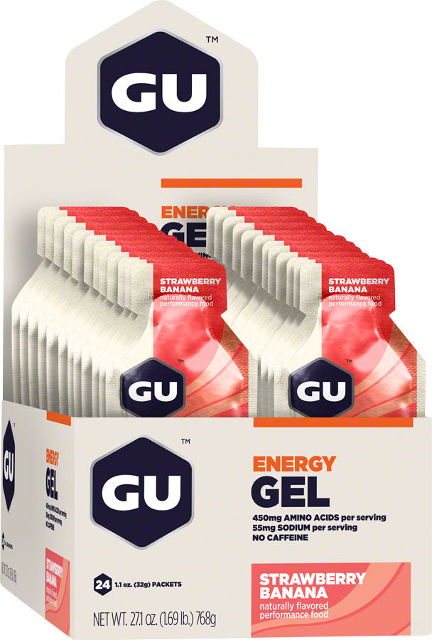 GU Energy Gel - Strawberry/Banana, Box of 24 MPN: 123052 UPC: 769493200105 Gel Energy Gel