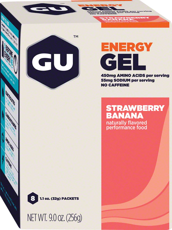 GU Energy Gel - Strawberry/Banana, Box of 8 MPN: 123036 UPC: 769493900081 Gel Energy Gel