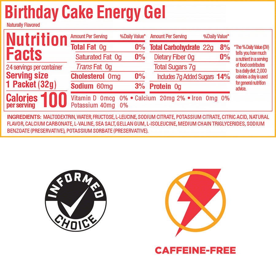 GU Energy Gel - Birthday Cake, Box of 24 MPN: 124417 UPC: 769493102836 Gel Energy Gel