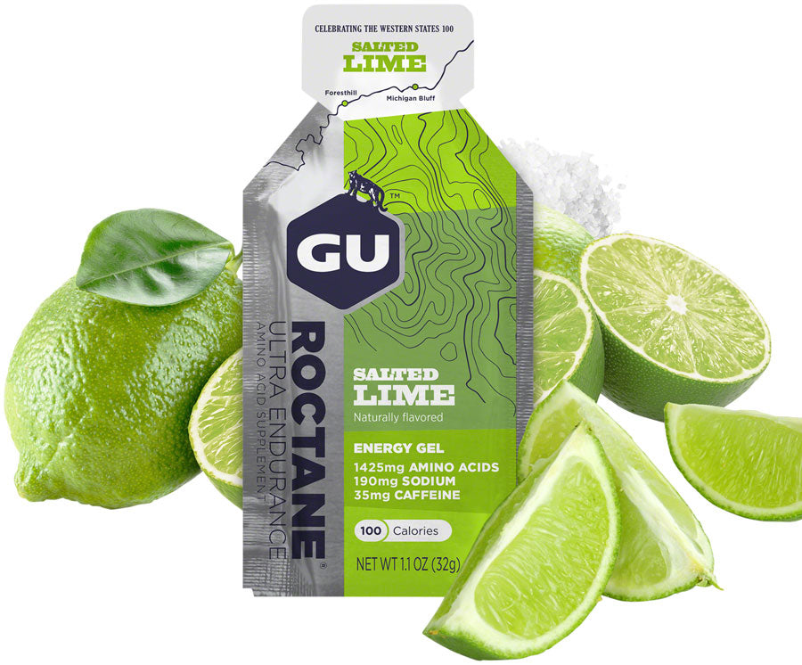 GU Roctane Energy Gel - Salted Lime, Box of 24 - Gel - ROCTANE Energy Gel