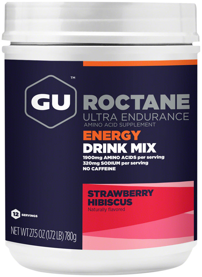 GU Roctane Energy Drink Mix - Strawberry Hibiscus, 12 Serving Canister