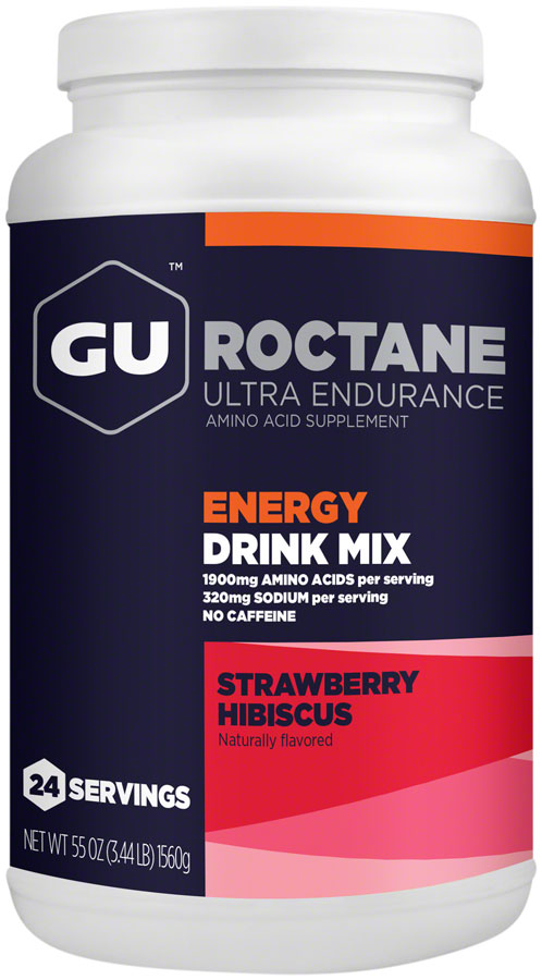 GU Roctane Energy Drink Mix - Strawberry Hibiscus, 24 Serving Canister