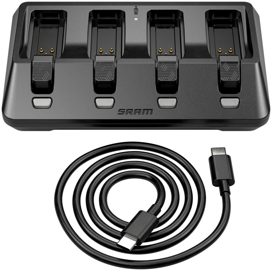 SRAM AXS eTap 4-Port Battery Base Charger - Includes USB-C Cord (Batteries not included) MPN: 00.3018.359.000 UPC: 710845886669 Electronic Shifter Part, SRAM eTap Batteries and Chargers